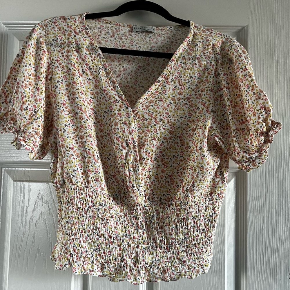 Large flower crop top Blouse.